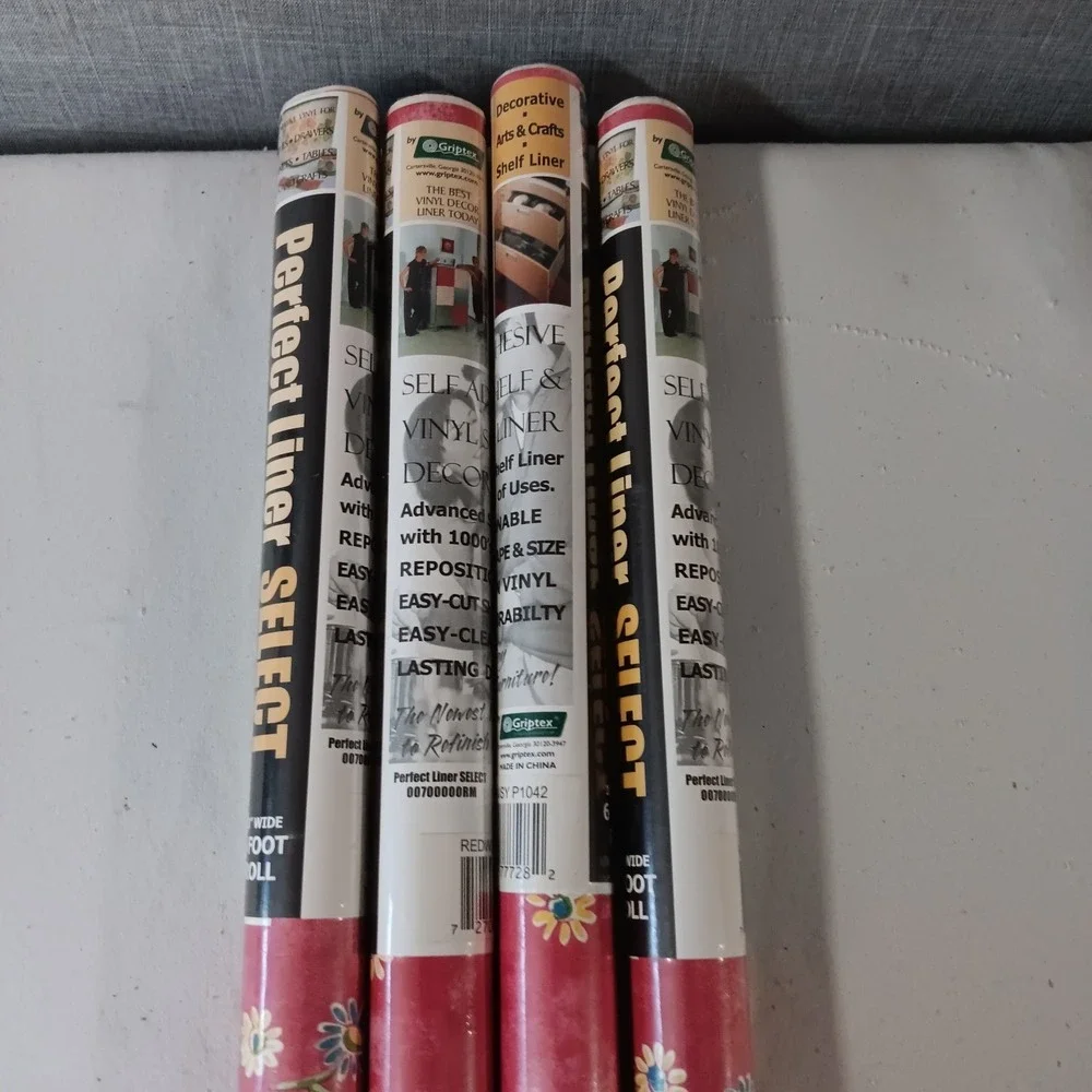 Griptex Perfect Shelf Liner Daisy Red Floral Cottagecore Lot 4 Rolls 18